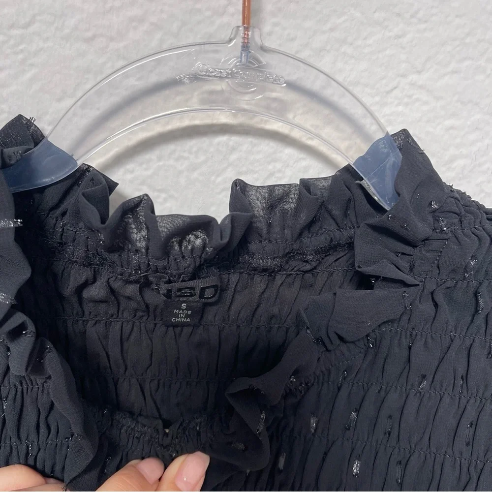 NBD Oasis Cropped Top Black Long Sleeves Size Small